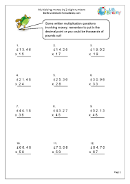 Create an unlimited supply of worksheets for practicing exponents and powers. Multiply Money By A 2 Digit Number Multiplication By Urbrainy Com
