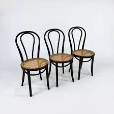 3 bentwood and cane cafe chairs 1970s