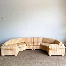beige striped sectional sofa