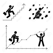 Stick Figure Poses Set Business Finance Chart Person Icon Employee