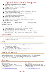 Optical Assistant Cv Template Tips And Download Cv Plaza