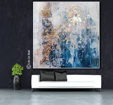 Abstract Art Blue White Gray Gold Foil