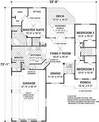 country house plan with 3 bedrooms and