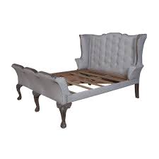 grey queen tufted sleigh bed
