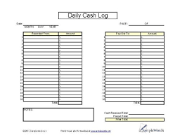 Daily Cash Log Sheet Printable Cash Form For Financial Records