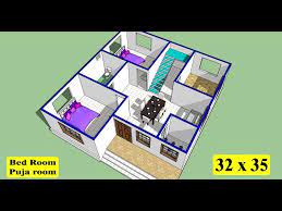 32 X 35 House Plan With Puja Room Ii 32