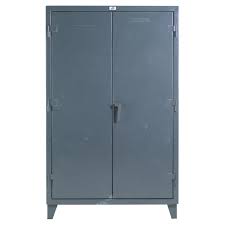 gray steel industrial two door cabinet