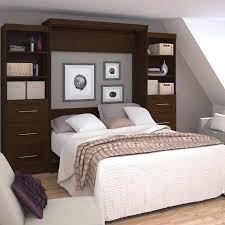 Skip the guest room, buy a murphy bed. Boutique Queen Wall Bed With Two 25 Storage Units With Drawers In Brown Costco