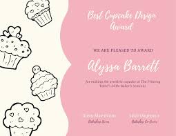 Cupcake Kid Contest Award Certificate Templates By Canva