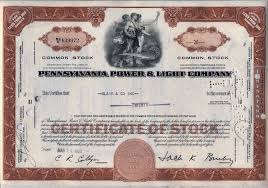 File 1968 Pennsylvania Power Light Company Stock