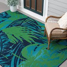 blue palm indoor outdoor area rug