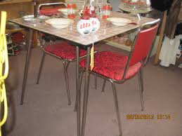 chrome table, with red, black and white
