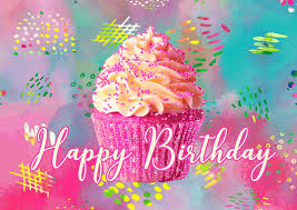 animated happy birthday pink cupcake