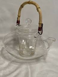 teaposy clear glass bamboo handled
