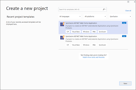 create project asp net web forms