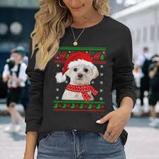 maltese dog ugly sweater christmas