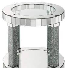 Faux Diamonds Round Glass End Table