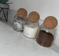 Glass Jar Cork Ball Lid Tea Coffee