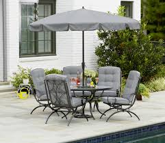 A patio table umbrella made to go. Jaclyn Smith Centralia 6 Piece Patio Dining Set Gray Reversible Cushion Limited Availability