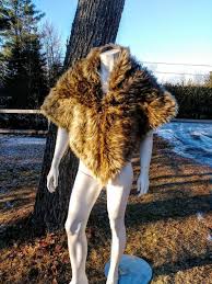 Brown Wolf Fur Coat Fur Shrug Faux