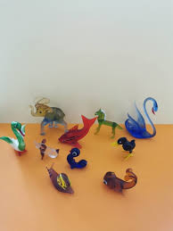 10 Small Glass Figurines Animals Murano