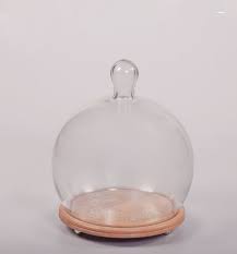 10 Rnd Glass Cake Dome With Wooden