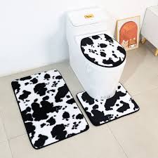 Cow Milk Printed Bathroom Mat 3pcs Set