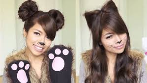 cute cat and bear hairstyleakeup
