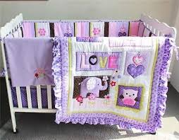 purple animals baby crib bedding set