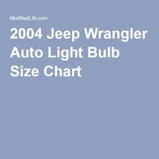 2004 Jeep Wrangler Auto Light Bulb Size Chart Lucille