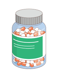 錠剤の入った薬瓶（薬・服薬介護・生活）の無料イラスト | 介護アンテナ