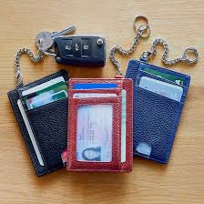 Rfid Leather Keyring Card Wallet Blue