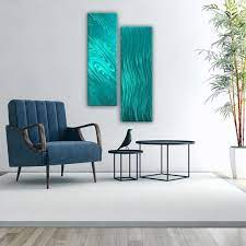 Teal Metal Modern Wall Sculpture Modern