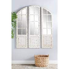 Arched Framed White Wall Mirror