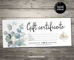 modern eucalyptus gift certificate