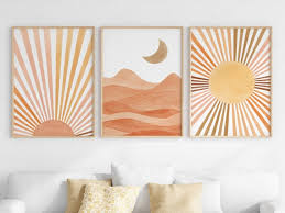 Terracotta Sun And Moon Wall Art Set Of