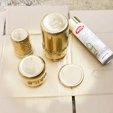 gold spray painted glass jars