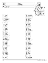adverbs list free printable