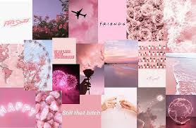 cute laptop pink collage hd wallpaper