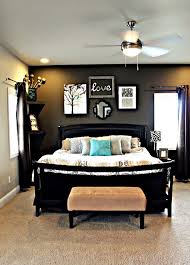 master bedroom with dark grey accent