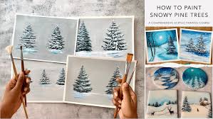 snowy tree painting with a filbert