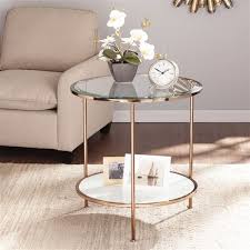 Gold Glass And Iron Round End Table