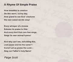 a rhyme of simple praise poem