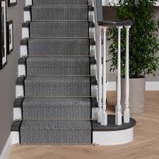 black white stripey stair carpet runner