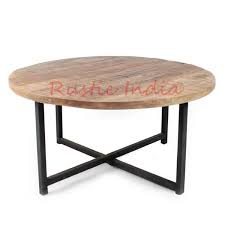 Round Iron Wooden Coffee Table