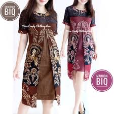 Fancy modern indonesian batik premium kimono dress swirl and floral batikbatique. Dress Batik Modern Kombinasi Brokat Dress Batik Kerja Kombinasi Brokat Shopee Indonesia