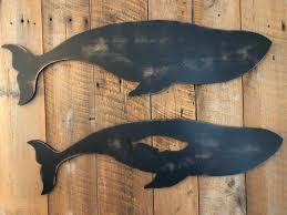 Wooden Whale Set 2 Large Wall Art