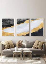 3 Canvas Paintings On Wooden Frame