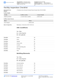 facility inspection checklist template