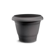 round plastic plant pot 32cm dark grey